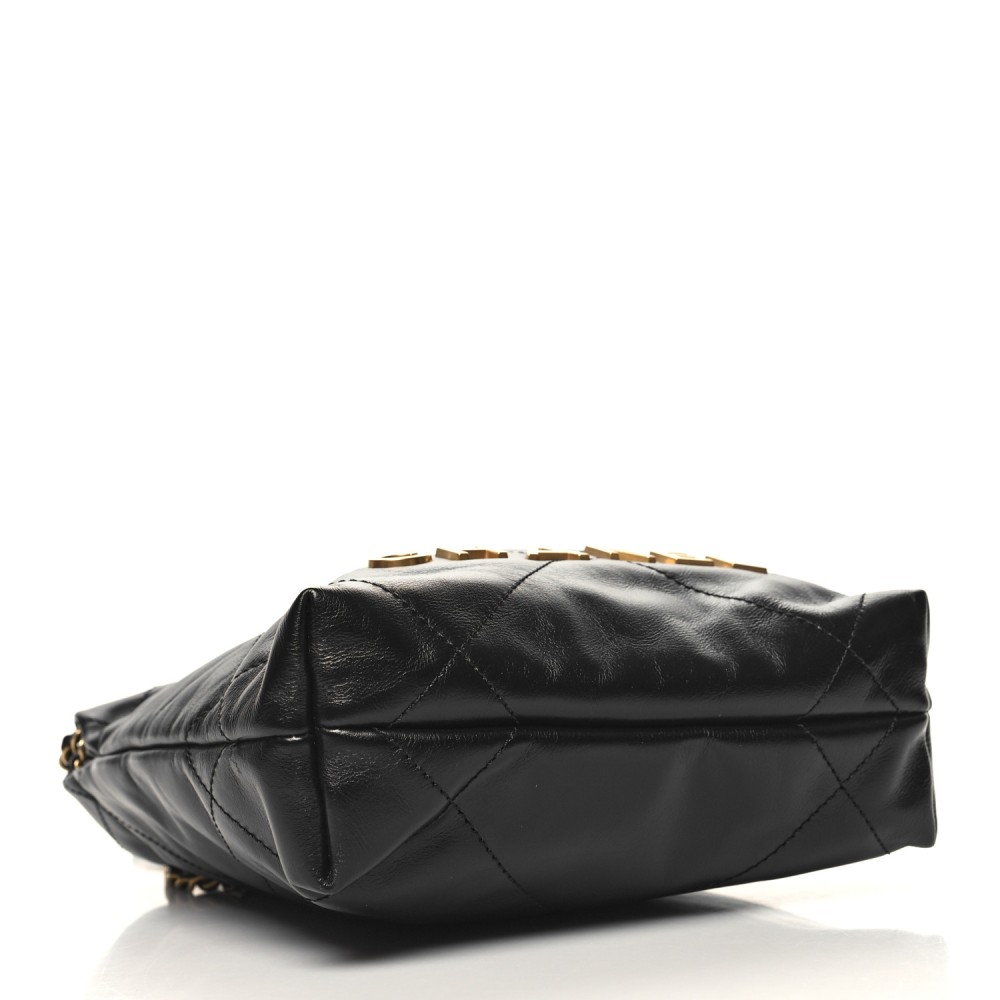 Shiny Calfskin Quilted Mini Chanel 22 Black