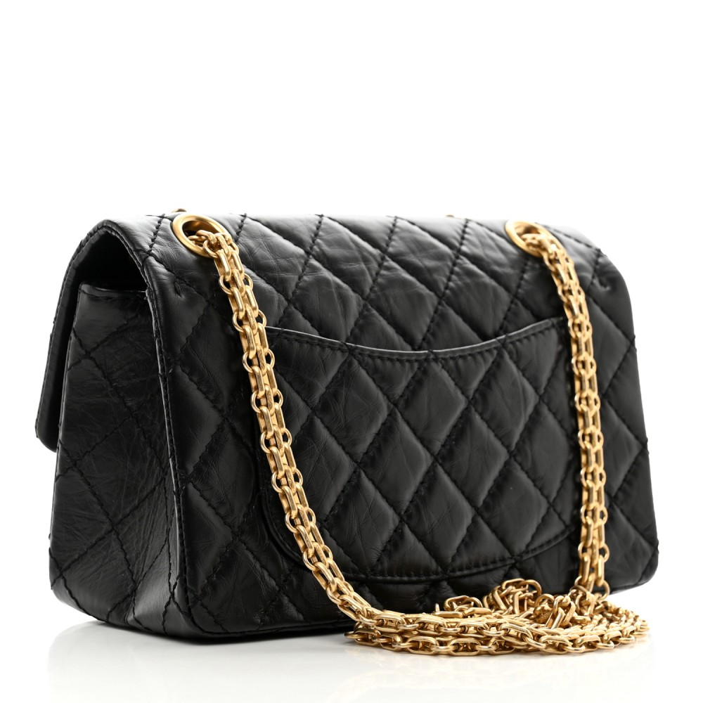 Aged Calfskin Quilted 2.55 Reissue Mini Flap Black