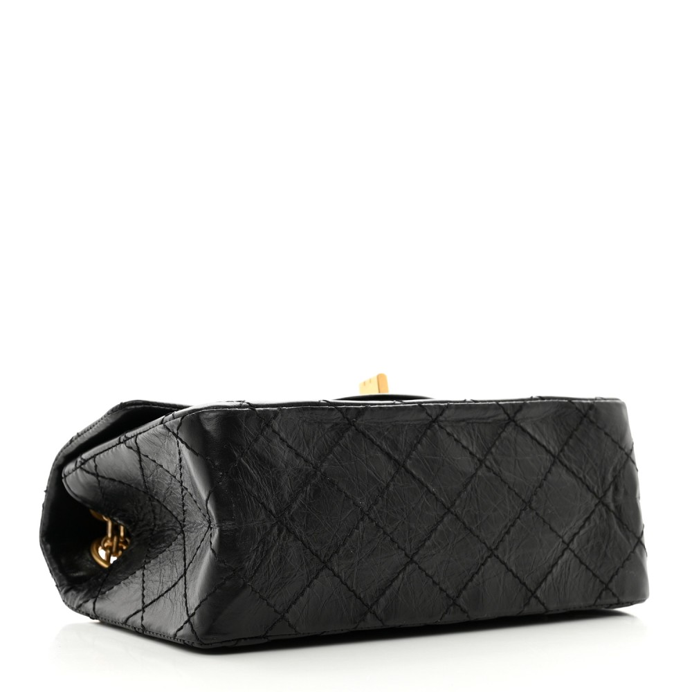 Aged Calfskin Quilted 2.55 Reissue Mini Flap Black