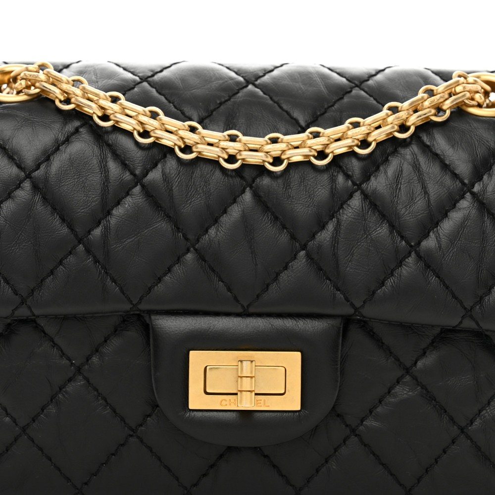 Aged Calfskin Quilted 2.55 Reissue Mini Flap Black