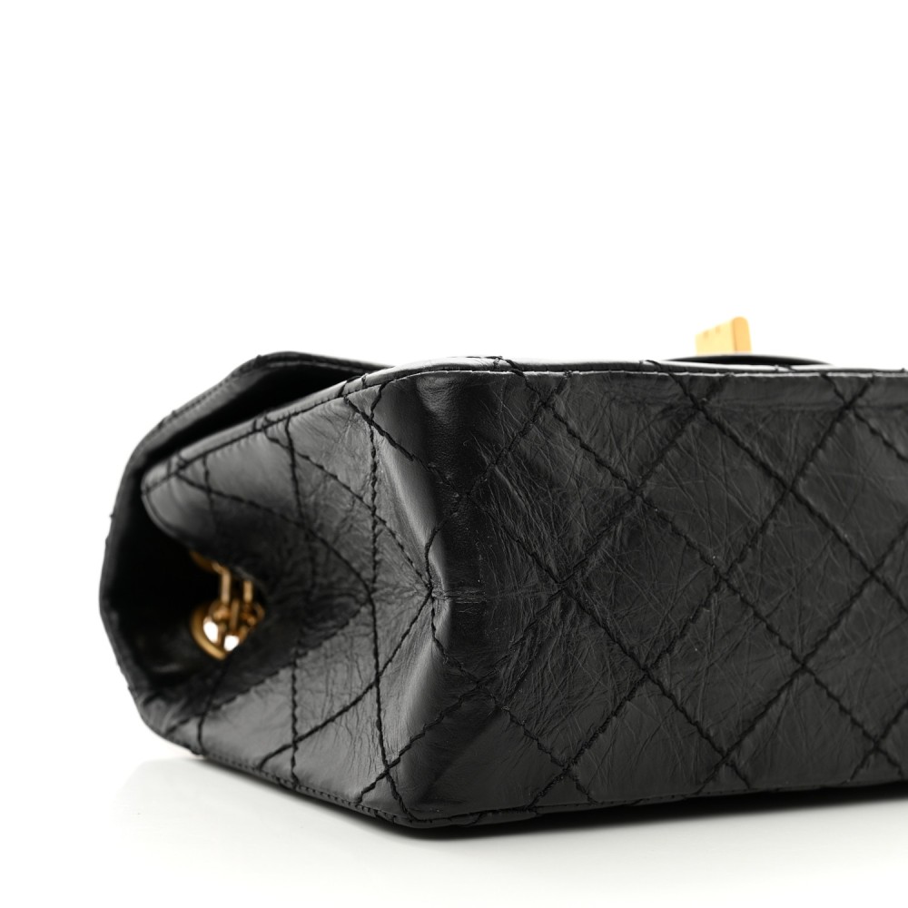 Aged Calfskin Quilted 2.55 Reissue Mini Flap Black