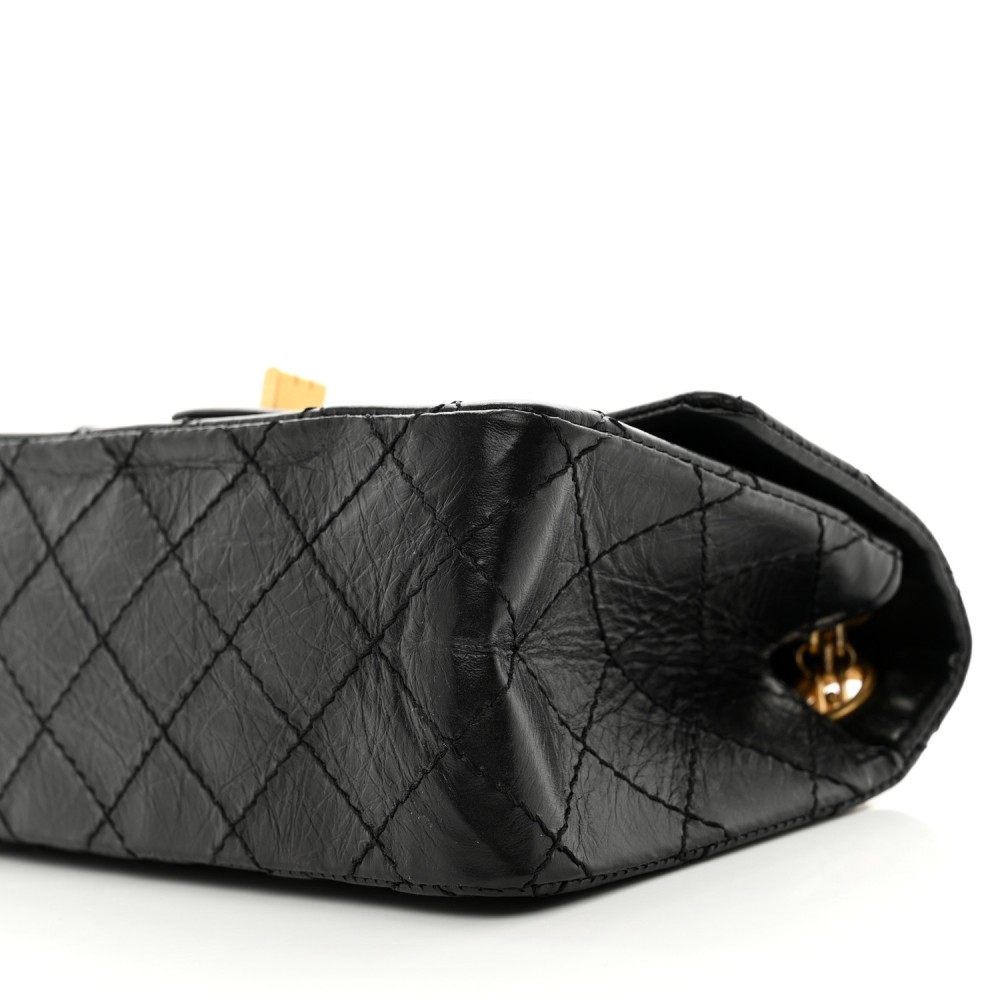 Aged Calfskin Quilted 2.55 Reissue Mini Flap Black