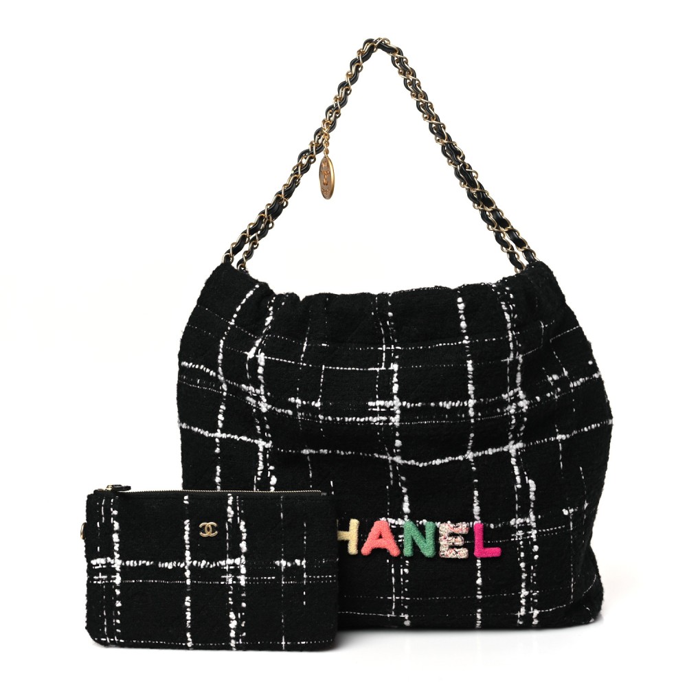 Wool Tweed Quilted Chanel 22 Black Multicolor