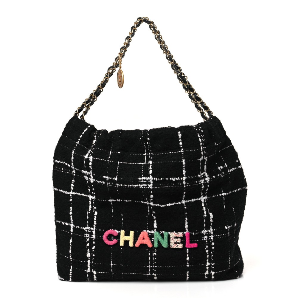 Wool Tweed Quilted Chanel 22 Black Multicolor