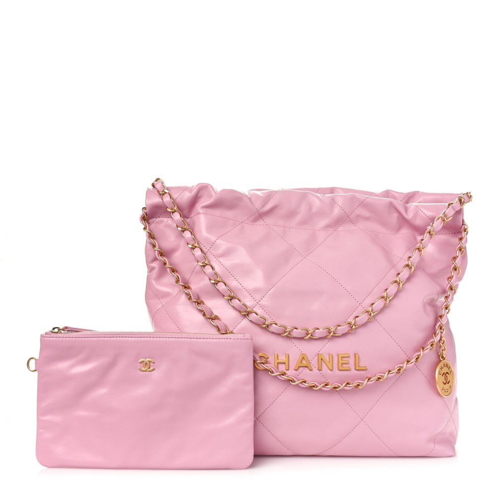 Shiny Calfskin Quilted Small Chanel 22 Pink