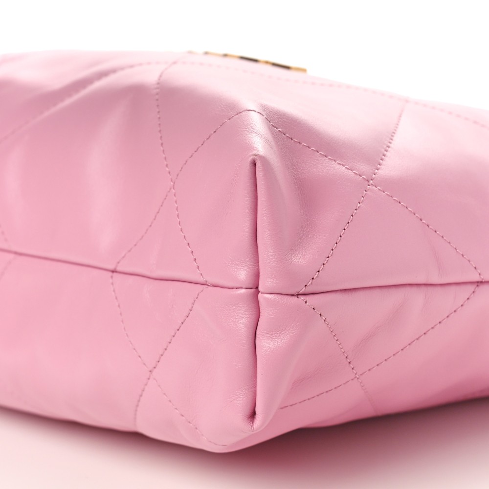 Shiny Calfskin Quilted Small Chanel 22 Pink