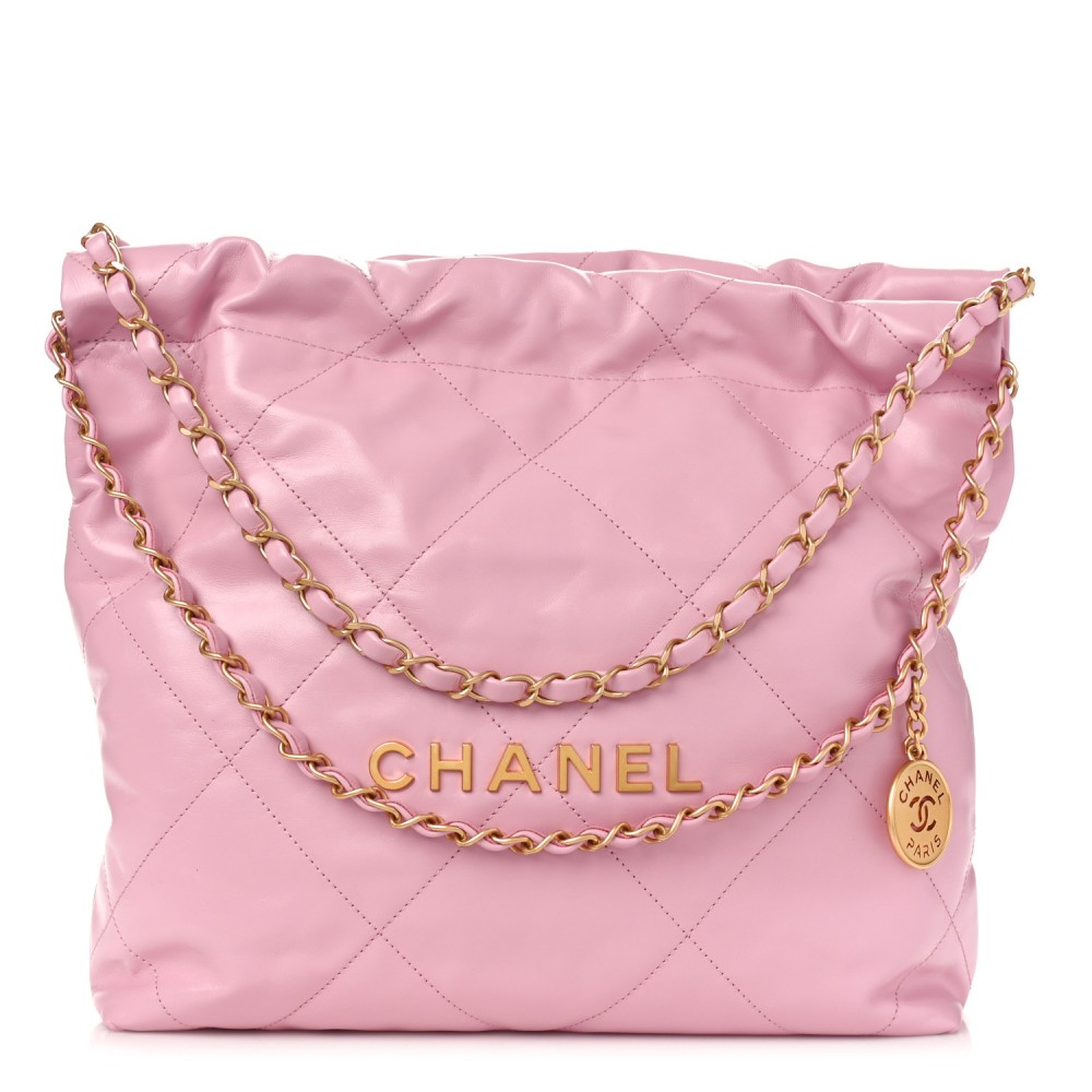 Shiny Calfskin Quilted Small Chanel 22 Pink