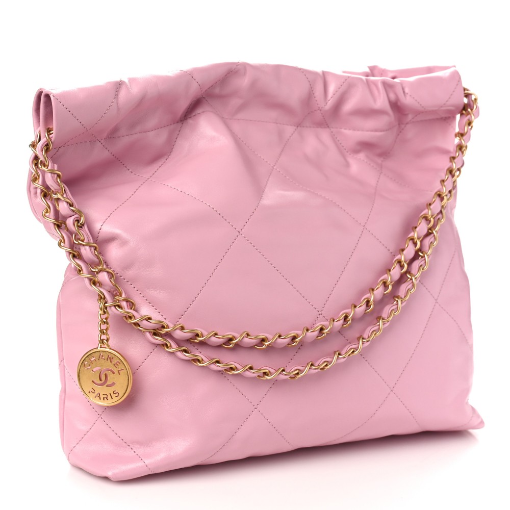 Shiny Calfskin Quilted Small Chanel 22 Pink