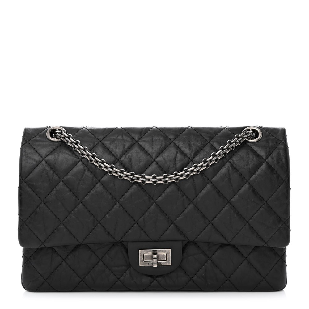 Aged Calfskin Quilted 2.55 Reissue 226 Flap Black