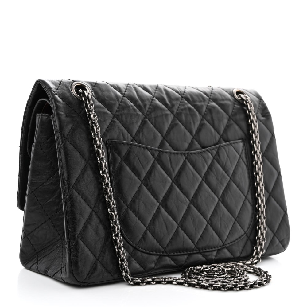 Aged Calfskin Quilted 2.55 Reissue 226 Flap Black