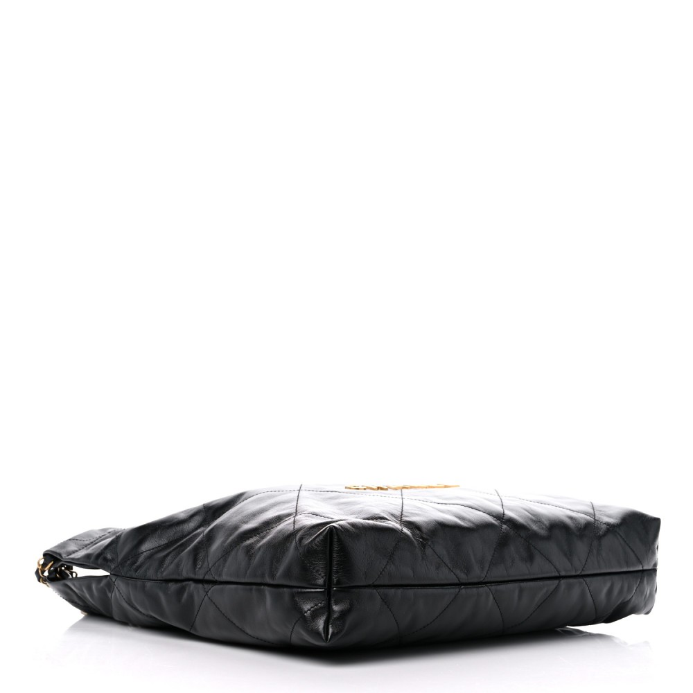 Shiny Calfskin Quilted Chanel 22 Black