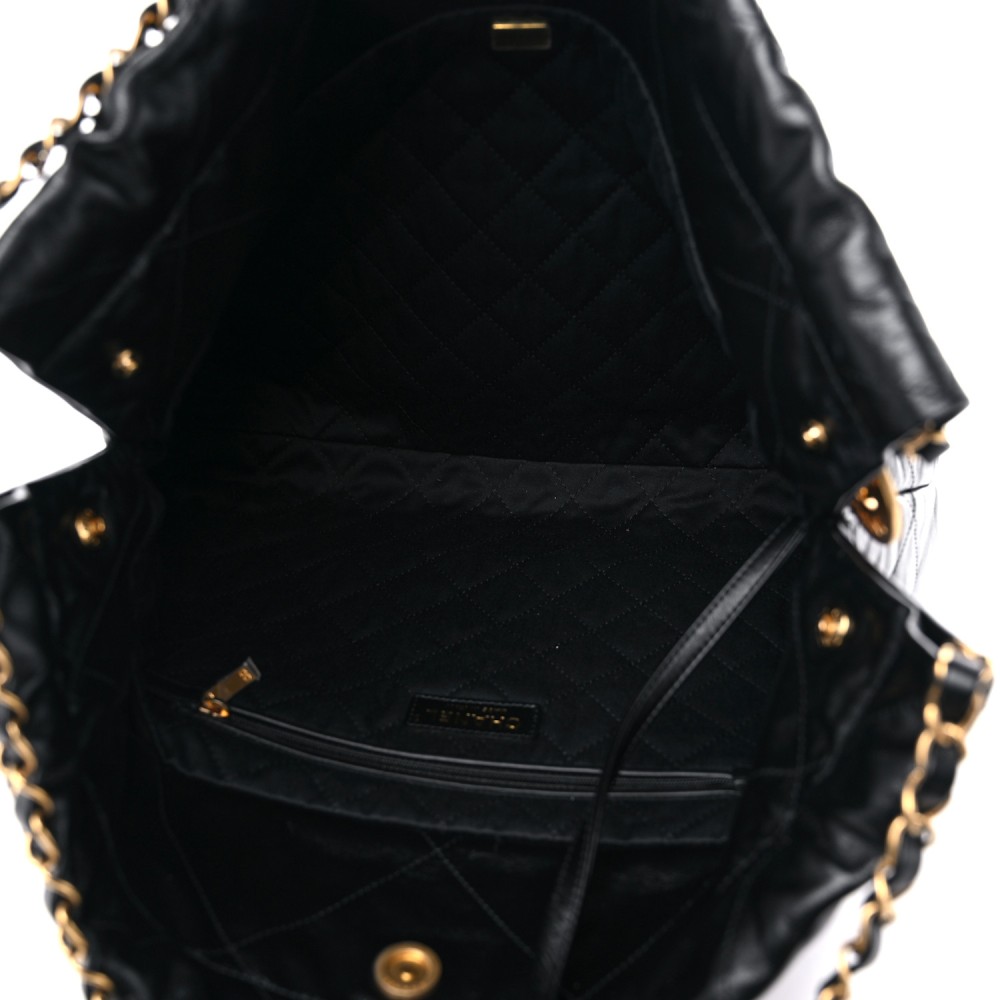 Shiny Calfskin Quilted Chanel 22 Black