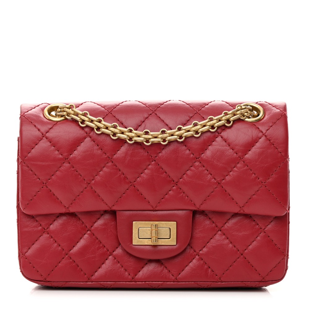 Aged Calfskin Quilted 2.55 Reissue Mini Flap Red