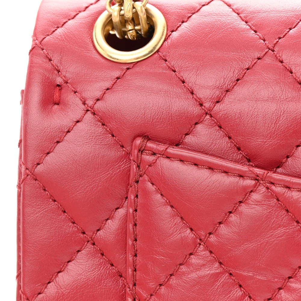 Aged Calfskin Quilted 2.55 Reissue Mini Flap Red