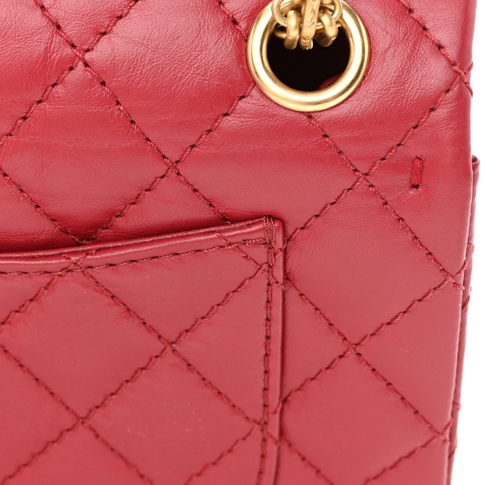 Aged Calfskin Quilted 2.55 Reissue Mini Flap Red