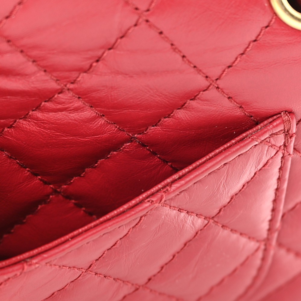 Aged Calfskin Quilted 2.55 Reissue Mini Flap Red