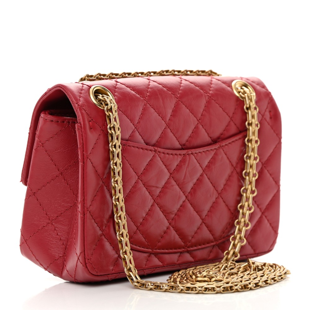 Aged Calfskin Quilted 2.55 Reissue Mini Flap Red