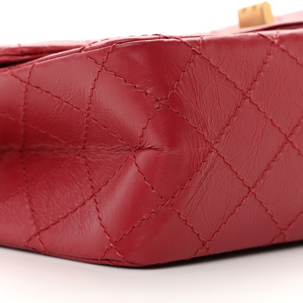 Aged Calfskin Quilted 2.55 Reissue Mini Flap Red