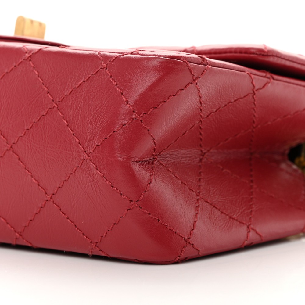 Aged Calfskin Quilted 2.55 Reissue Mini Flap Red