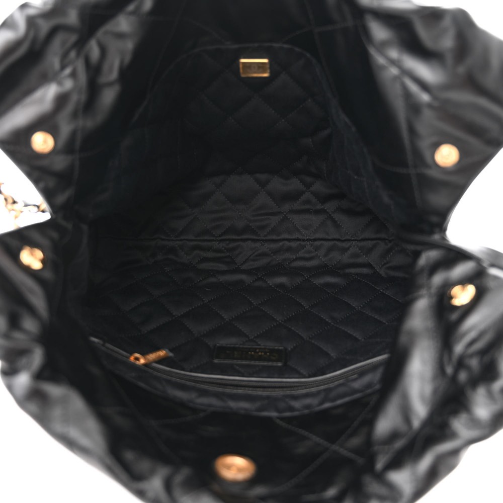 Shiny Calfskin Quilted Small Chanel 22 Black