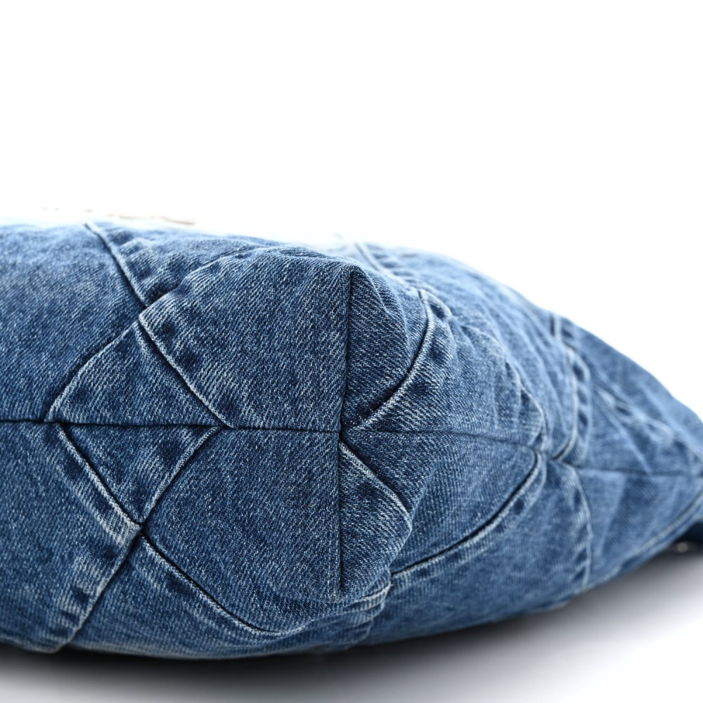 Denim Quilted Chanel 22 Blue