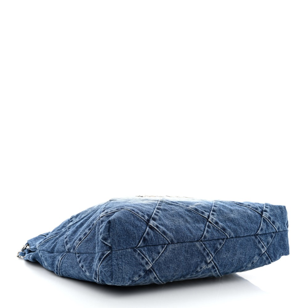 Denim Quilted Chanel 22 Blue