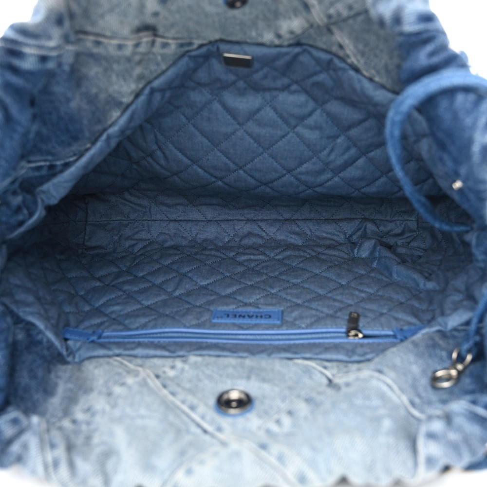 Denim Quilted Chanel 22 Blue