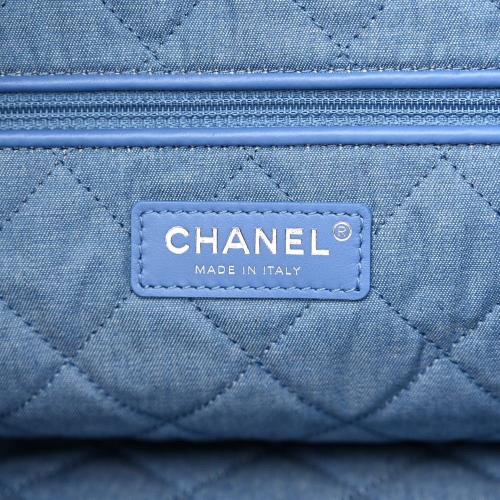 Denim Quilted Chanel 22 Blue