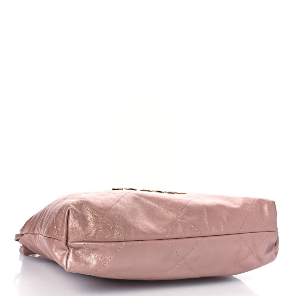 Metallic Calfskin Quilted Chanel 22 Pink