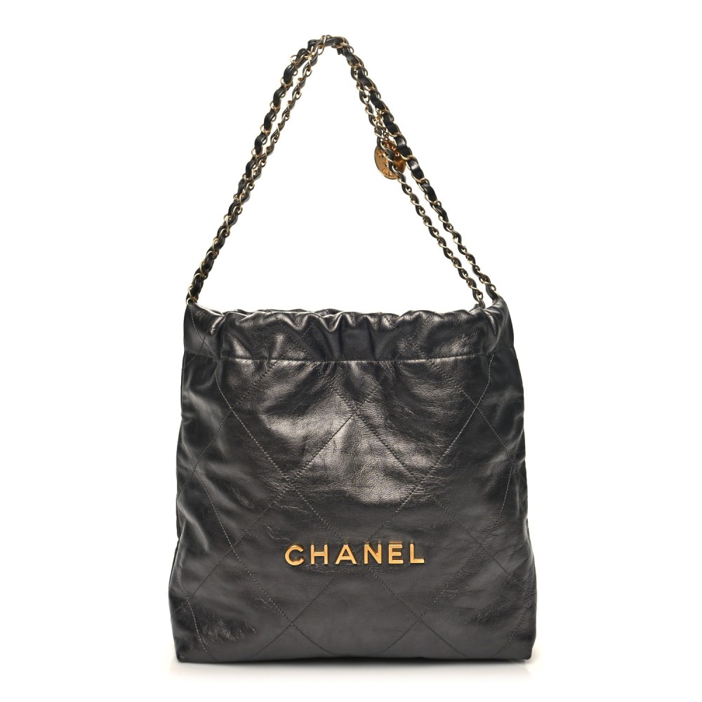 Metallic Calfskin Quilted Small Chanel 22 Ruthenium