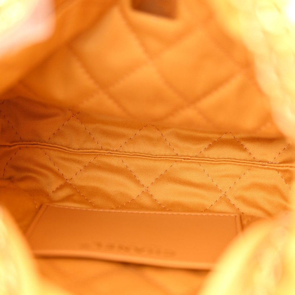 Shiny Calfskin Quilted Mini Chanel 22 Yellow