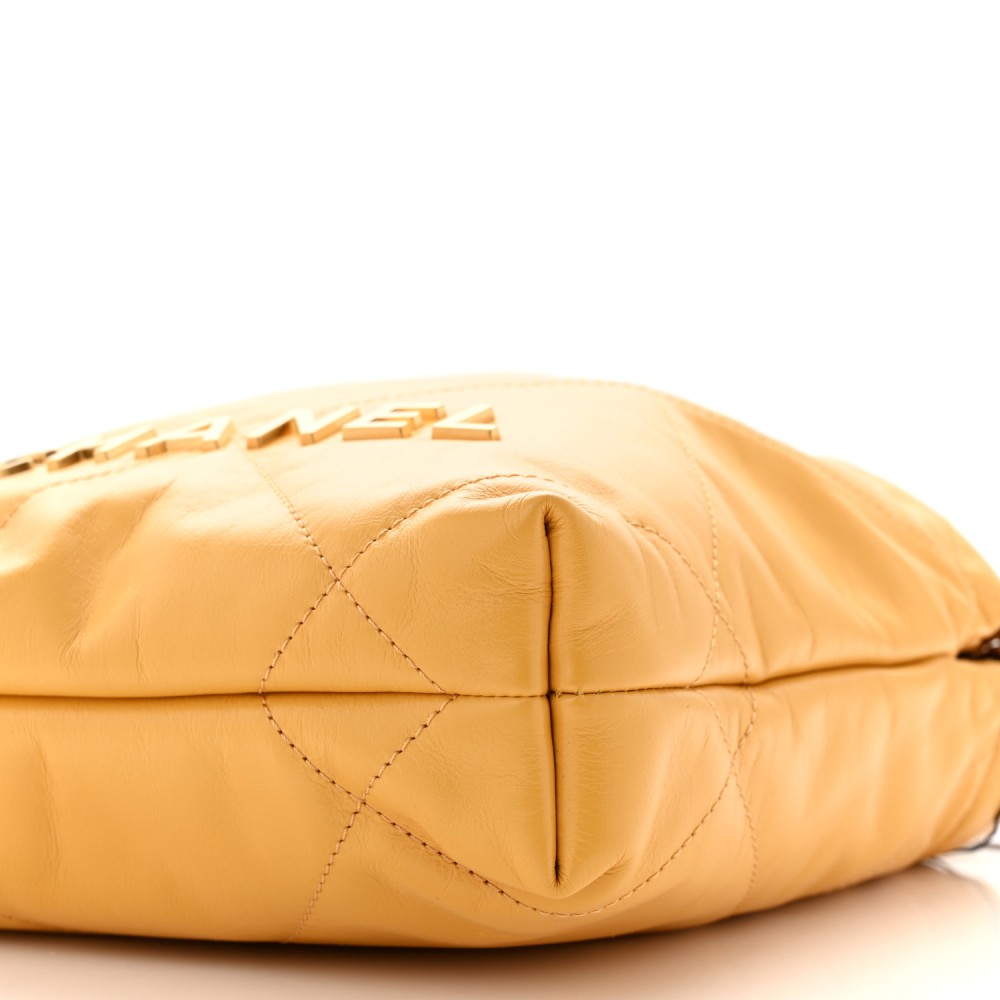 Shiny Calfskin Quilted Mini Chanel 22 Yellow