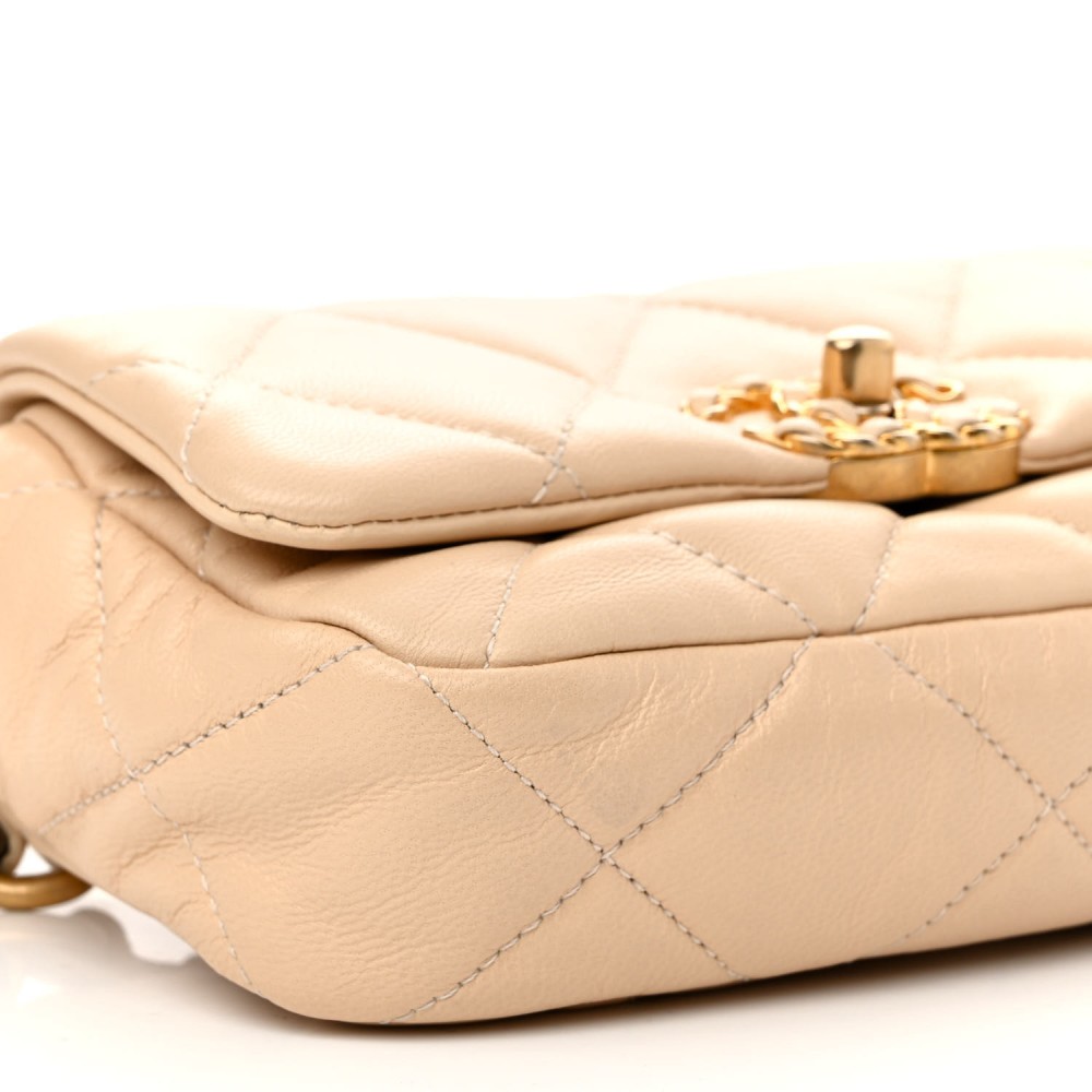 Goatskin Quilted Chanel 19 Waist Bag Dark Beige