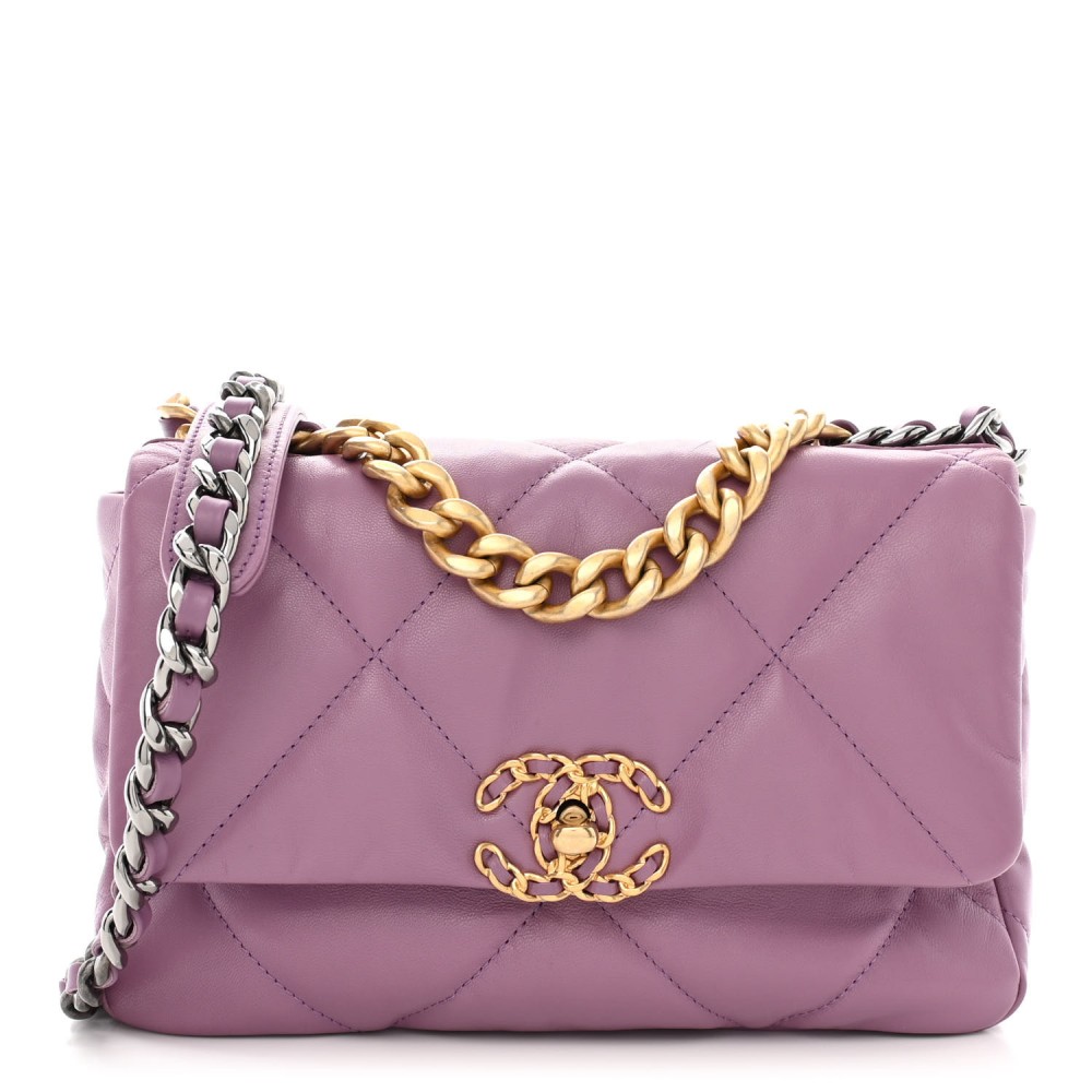 Lambskin Quilted Medium Chanel 19 Flap Light Purple