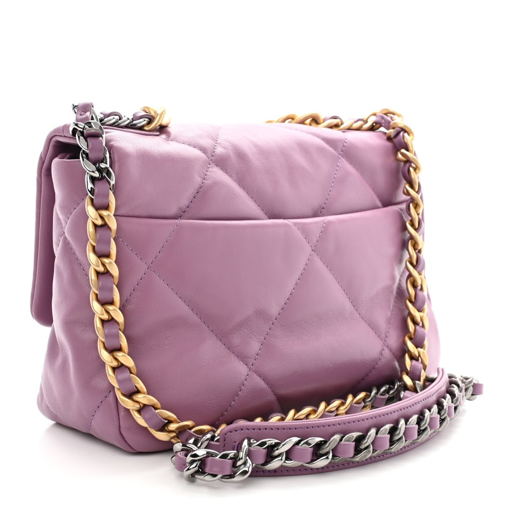 Lambskin Quilted Medium Chanel 19 Flap Light Purple