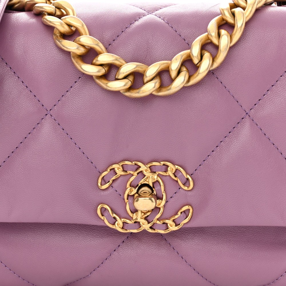 Lambskin Quilted Medium Chanel 19 Flap Light Purple