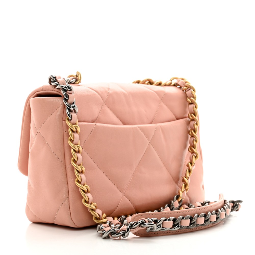 Goatskin Quilted Medium Chanel 19 Flap Light Pink