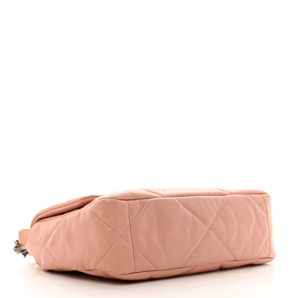 Goatskin Quilted Medium Chanel 19 Flap Light Pink