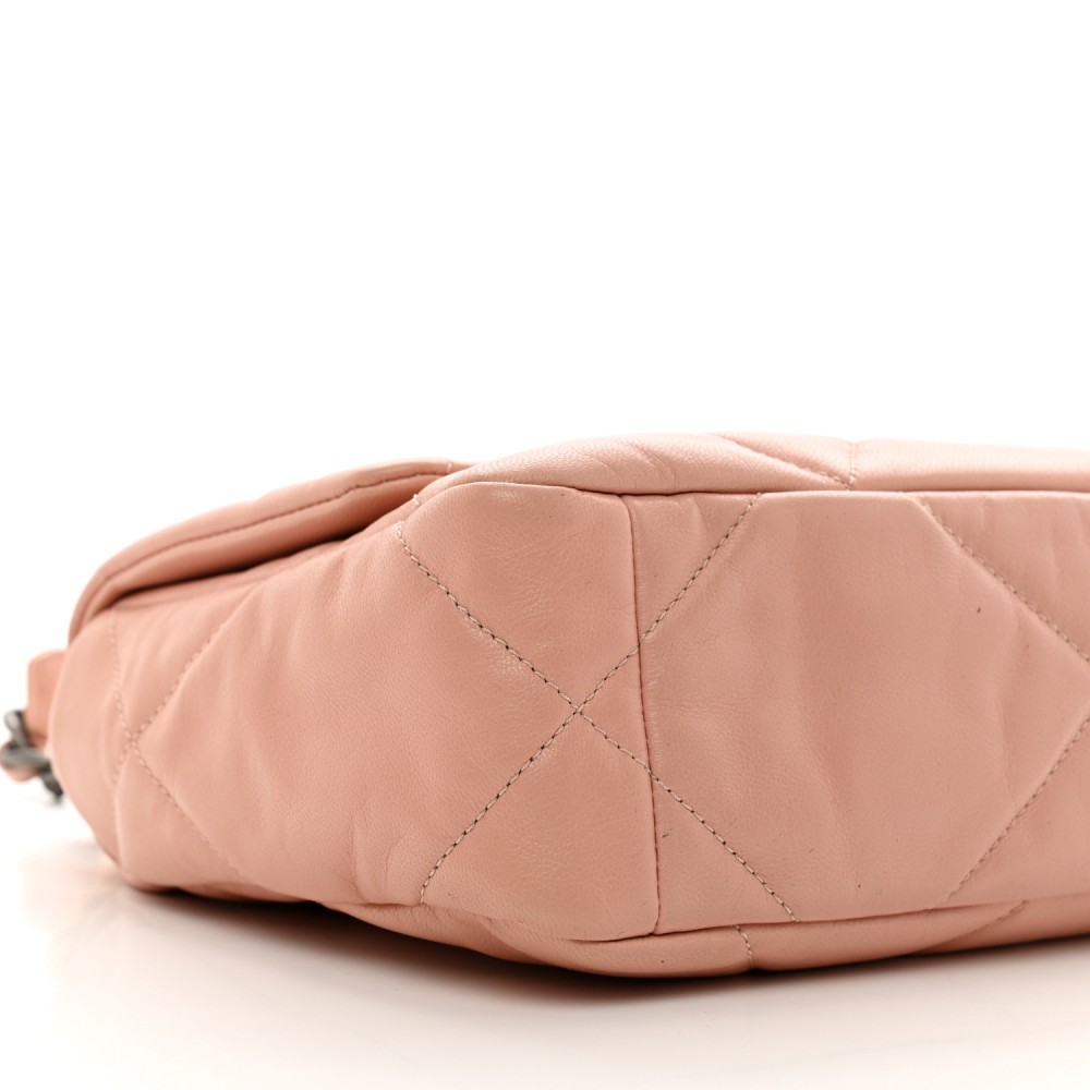 Goatskin Quilted Medium Chanel 19 Flap Light Pink