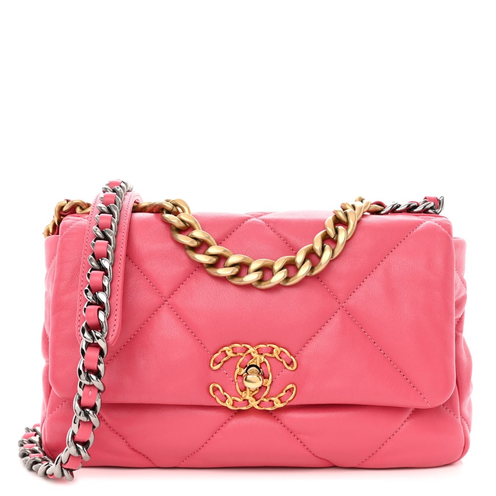 Lambskin Quilted Medium Chanel 19 Flap Pink