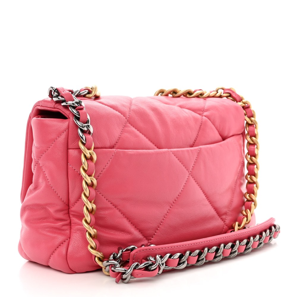 Lambskin Quilted Medium Chanel 19 Flap Pink