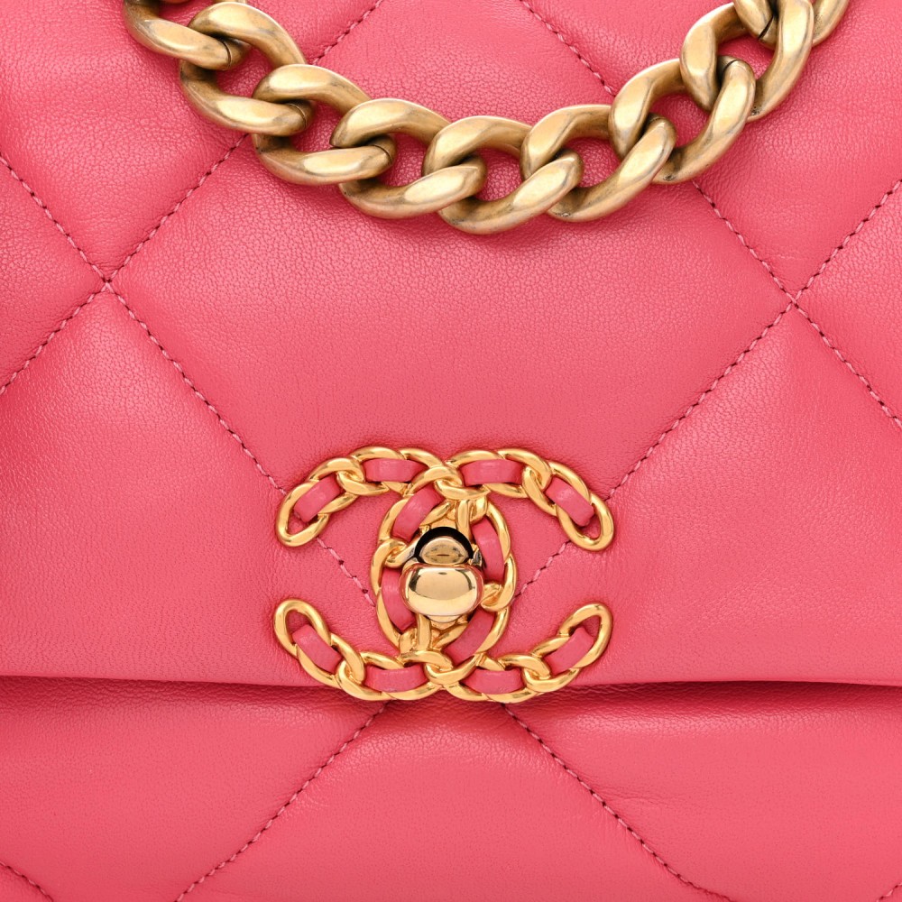 Lambskin Quilted Medium Chanel 19 Flap Pink