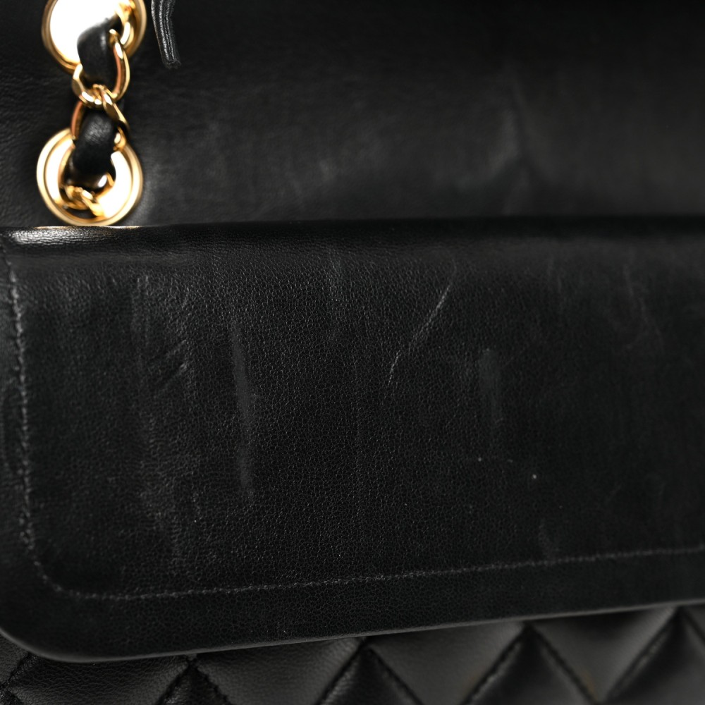 Lambskin Quilted Medium Double Flap Black