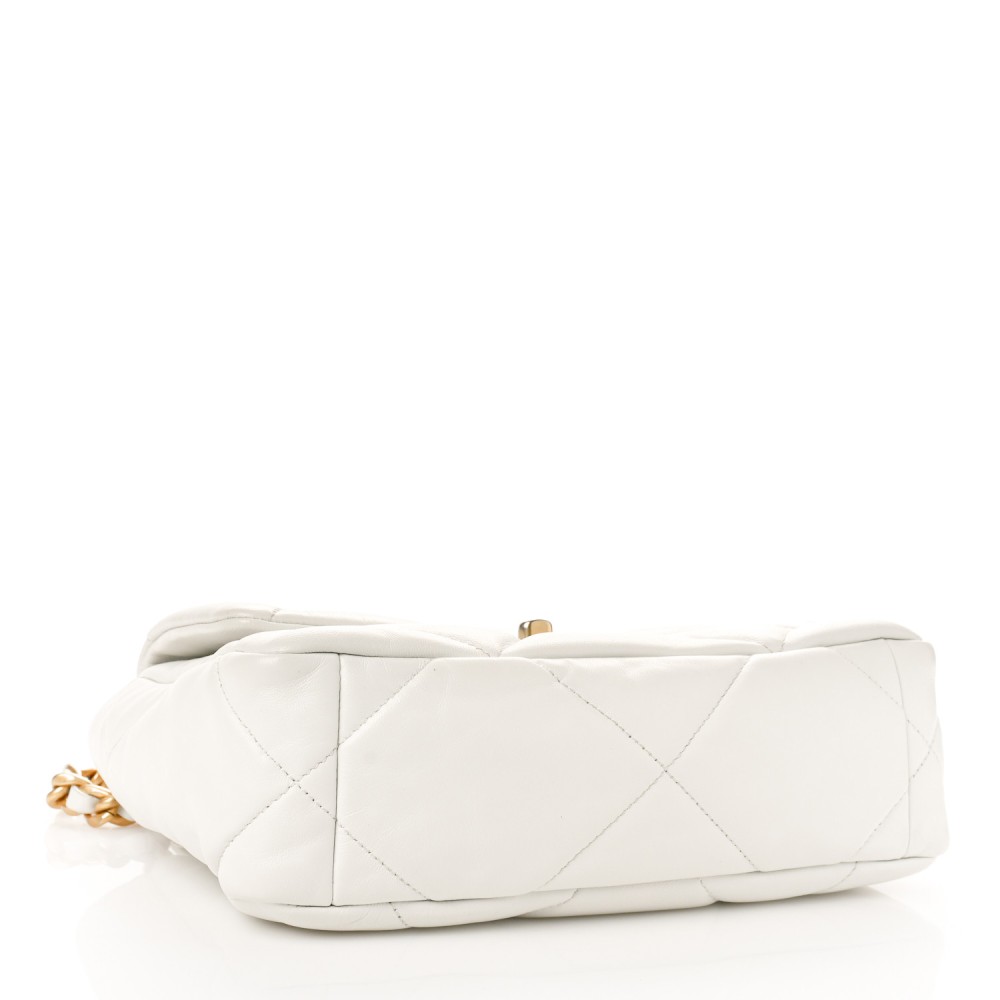 Goatskin Quilted Medium Chanel 19 Flap White