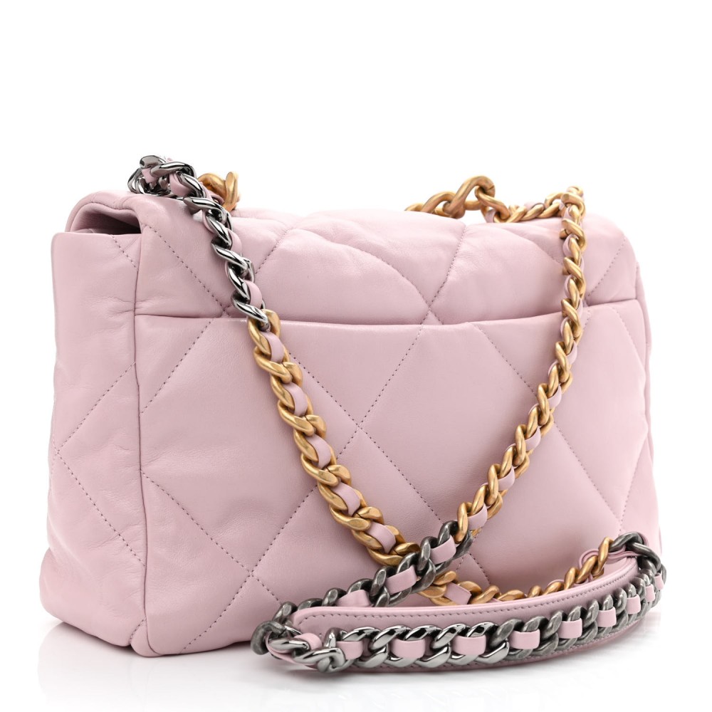 Lambskin Quilted Large Chanel 19 Flap Light Pink