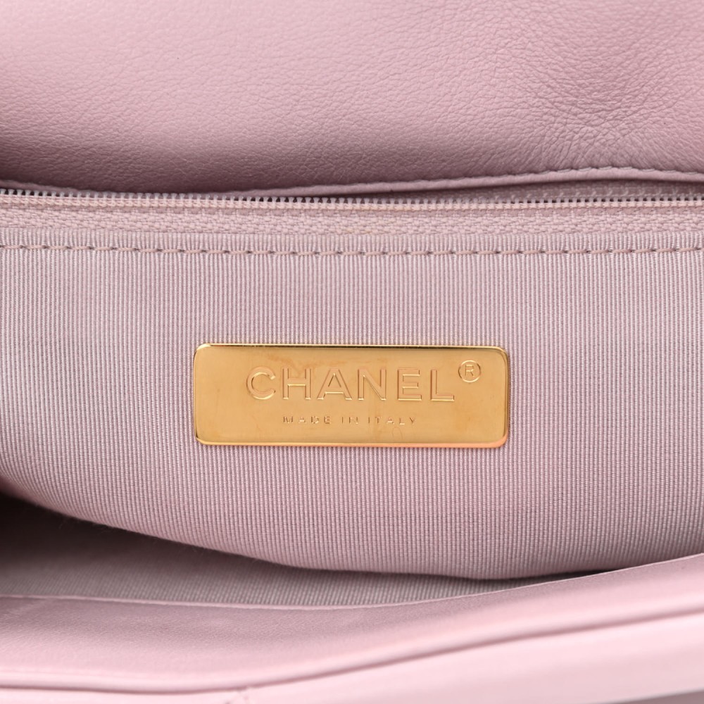 Lambskin Quilted Large Chanel 19 Flap Light Pink