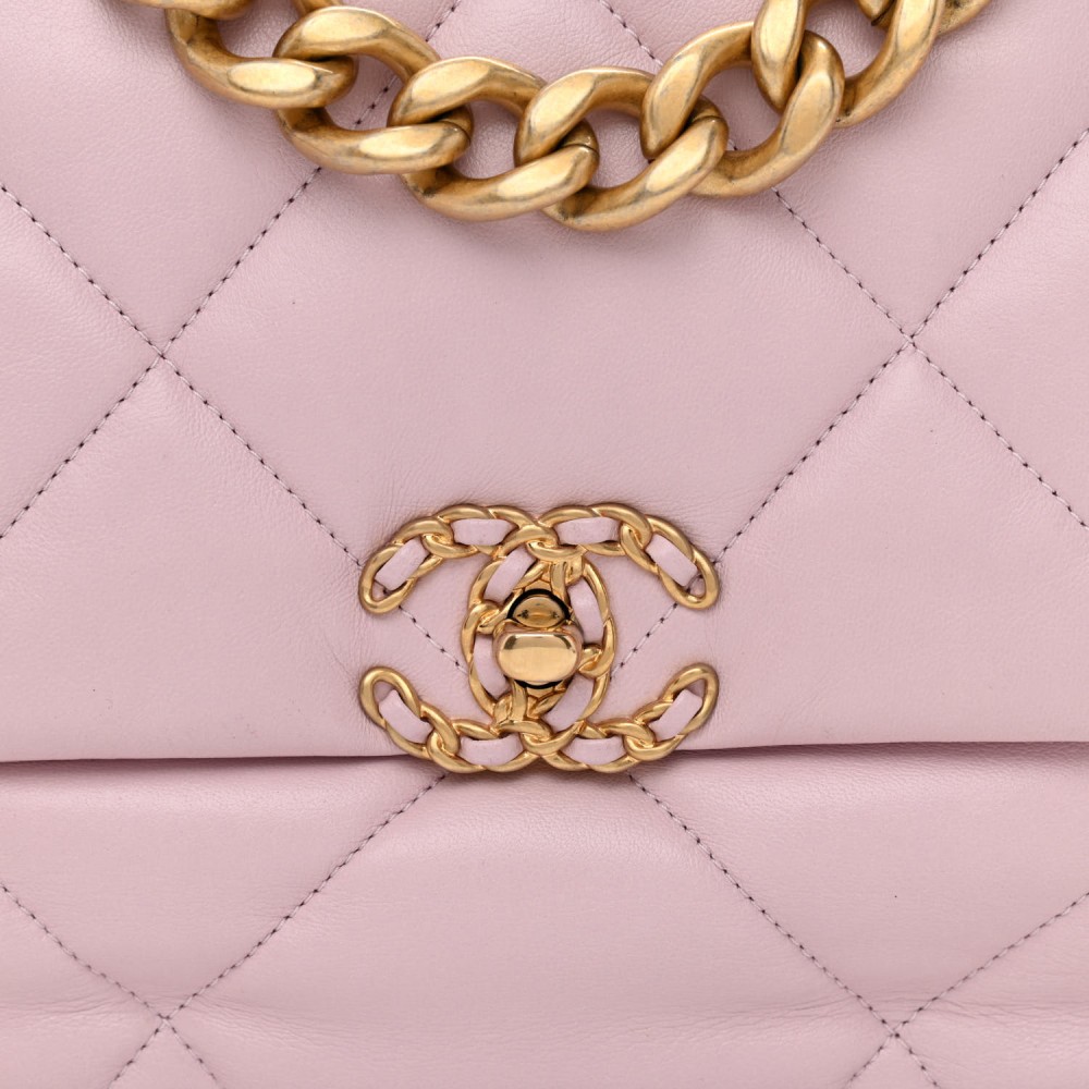 Lambskin Quilted Large Chanel 19 Flap Light Pink