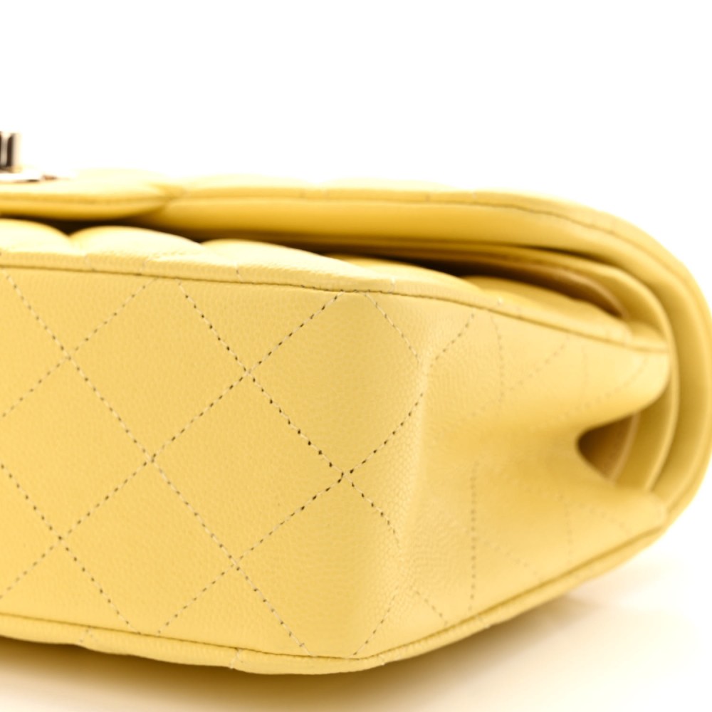 Caviar Quilted Small Double Flap Yellow