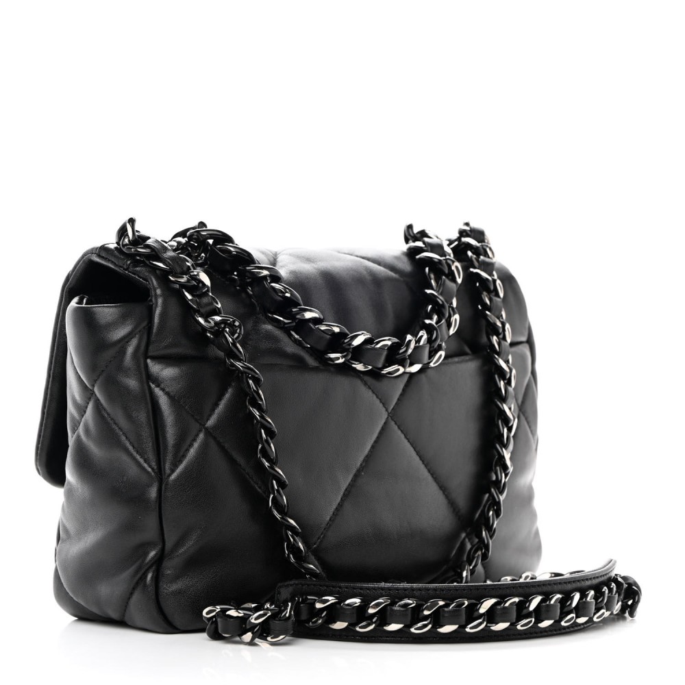 Lambskin Quilted Medium Chanel 19 Flap So Black