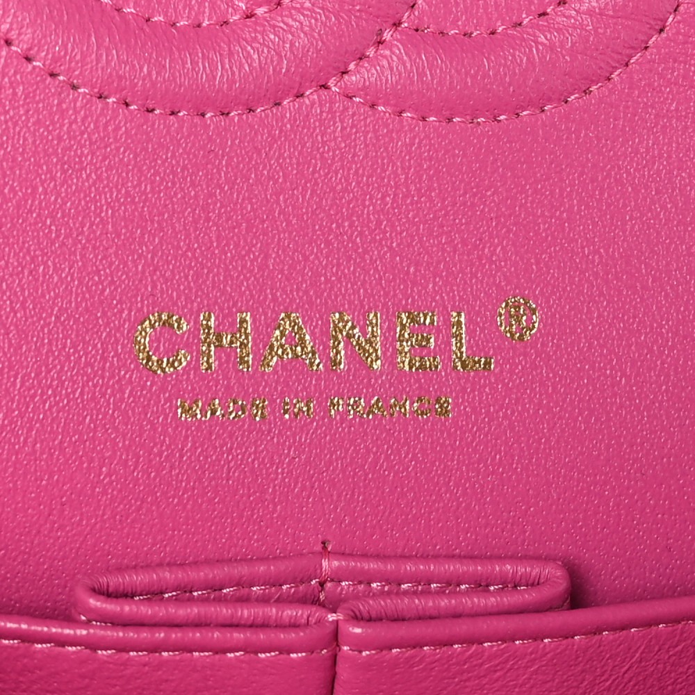 Lambskin Chevron Quilted Medium Double Flap Pink